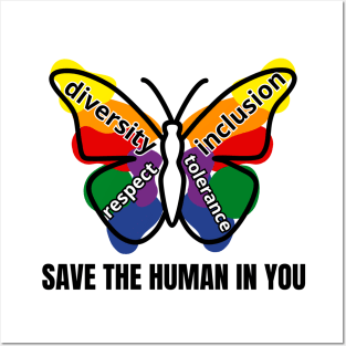 Pride colors butterfly - diversity, inclusion, respect, tolerance Posters and Art